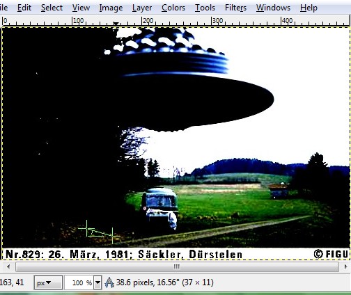 UFO shadow with angle near tree